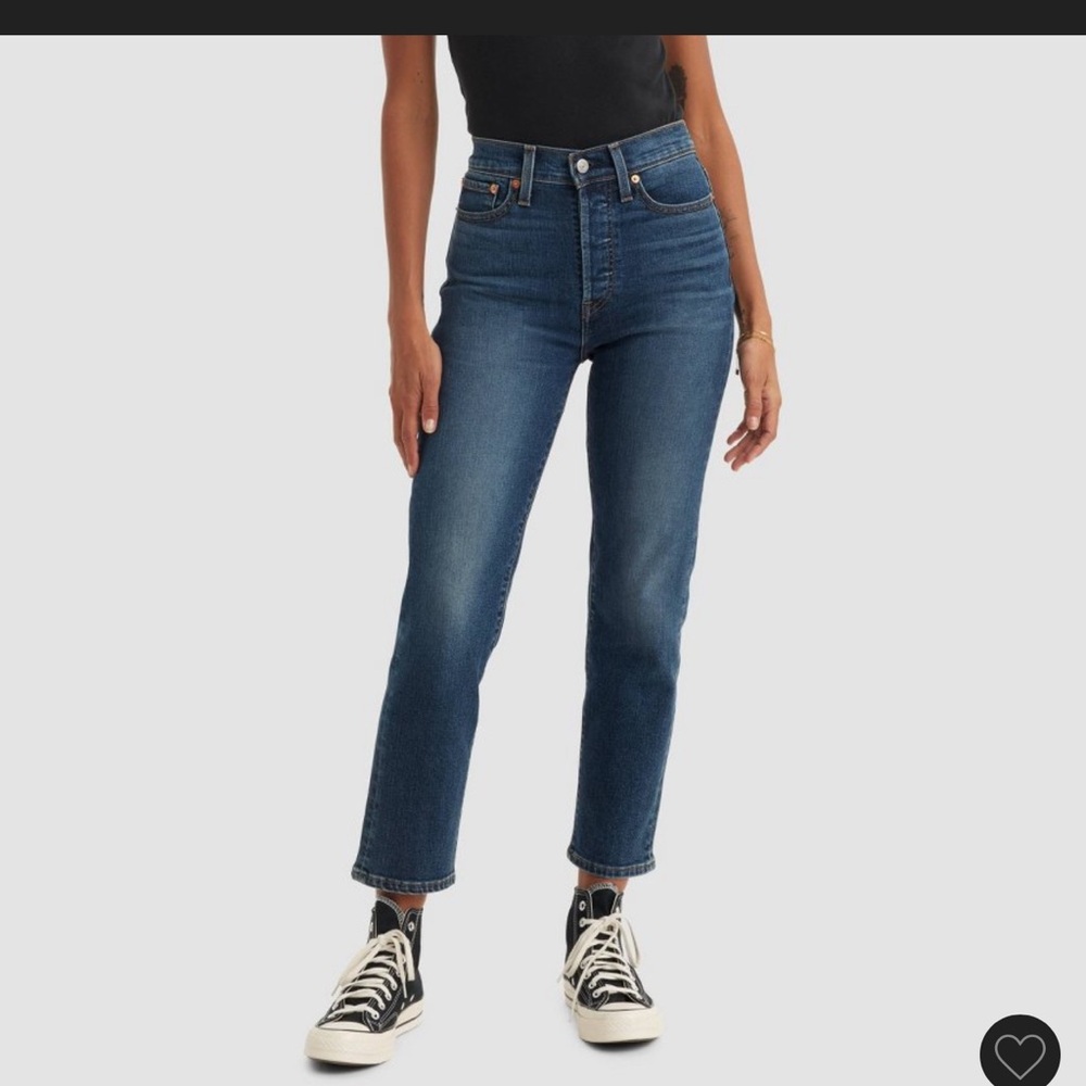 Levi’s High-Rise wedgie Straight cropped jeans- Dark Blue